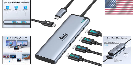 Multi-Port USB C Hub - Dual 4K Output, Thunderbolt 3 Compatible, Lightweight