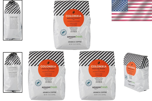 Smooth Finish Colombia Ground Coffee - 3 x 32 Oz Bags, Perfect for Daily Brew