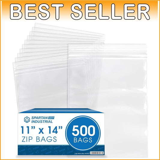 Durable 11" X 14" Clear Reclosable Zip Bags - 500 Count for All Packaging Needs