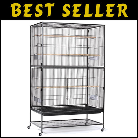 Elegant Extra Large Wrought Iron Flight Cage for Birds - Hammertone Black Finish
