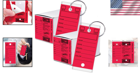 Durable 500 Key Tags with Advanced Seal Technology & Chrome Rings - Red