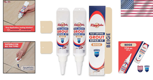 Fast-Drying Beige Grout Repair Kit with Spatula for Effortless Tile Restoration