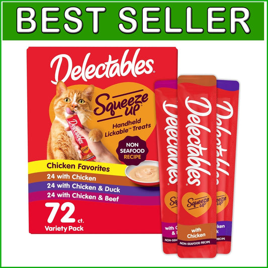Delectables Squeeze Up Variety Pack - 72 Lickable Cat Treat Tubes - Grain-Free