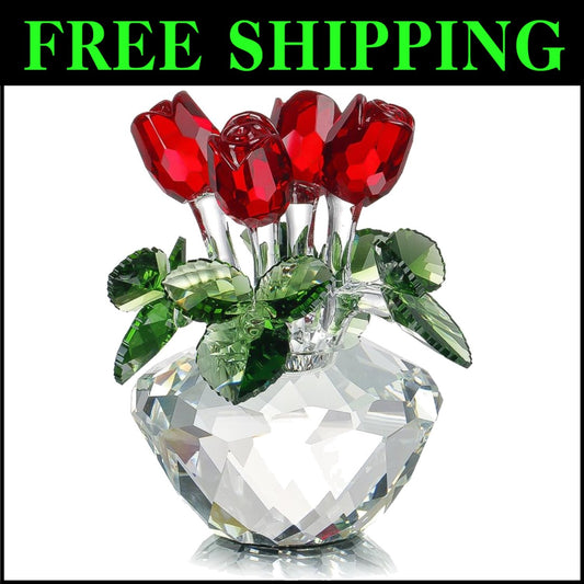 Elegant Crystal Rose Figurine in Gift Box – Timeless Home or Office Decor