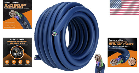 20ft 16AWG 9-Conductor OFC Speaker Cable - Ideal for 4-Channel Installations