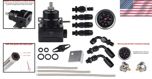 Precision Adjustable Fuel Pressure Regulator with 1-3/4'' Gauge & Aluminum Frame