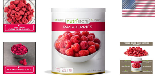 Nutritious Freeze-Dried Raspberries | Versatile 20-Serving Emergency Food Can