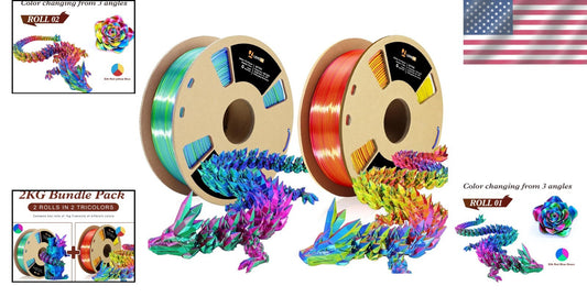 Moisture-Proof Tricolor Silk PLA 3D Filament 1.75mm - Ideal for Stunning Prints