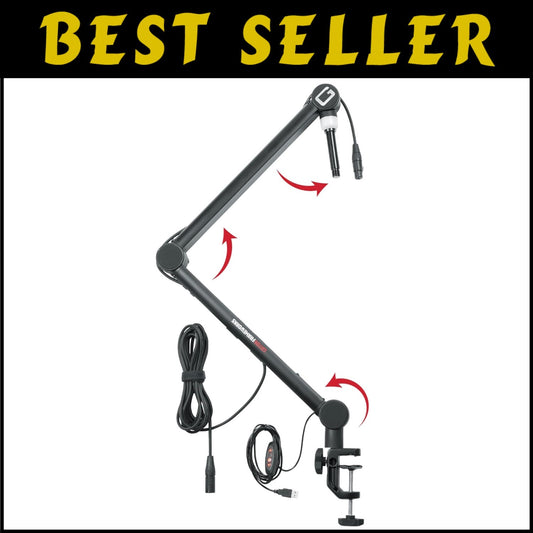 Heavy-Duty Podcast Microphone Stand with On-Air LED Light & Removable XLR Cable