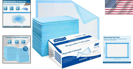 Value Pack 150 Leakproof Disposable Bed Pads - Ideal for Incontinence & Training