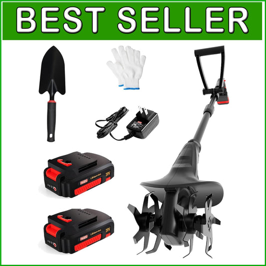 20V Cordless Tiller Cultivator with 24 Steel Tines - Ergonomic & Lightweight