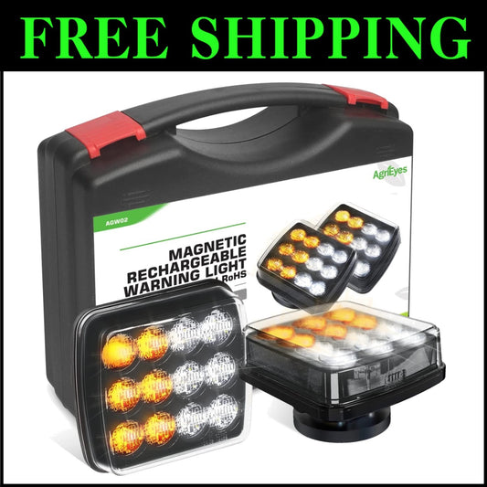 Waterproof LED Warning Light - 800 Lumen Magnetic Flashing Light for Vehicles