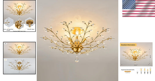 Classic 5-Light Vintage Chandelier with Crystal Shades in Stunning Gold Finish