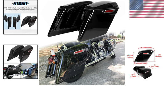 Classic 5'' Stretched Saddle Bags with Marker Lights for Harley Davidson Models