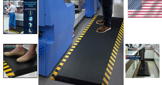 20" x 39" Ergonomic Anti-Fatigue Mat - Slip-Resistant with Safety Yellow Border