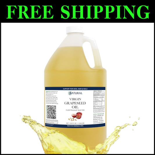 Antioxidant-Rich Cold Pressed Grapeseed Oil for Cooking & Skin Care, 1 Gallon