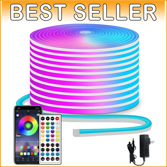 50ft RGB Waterproof LED Neon Strip Lights with Remote & App Control - 24V