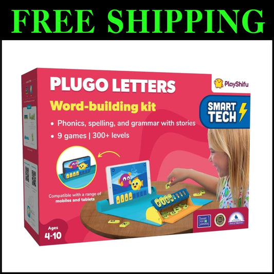 AR Educational Word Game Kit - Plugo Letters with 48 Tiles for Ages 4-10