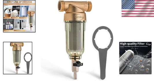 Durable Brass 200-Micron Whole House Spin Down Water Filter, Flushable Prefilter