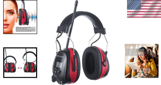 Digital Display 25dB NRR Headphones - Bluetooth & AM/FM for Comfortable Hearing