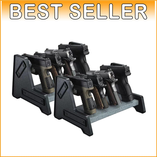 2 Pack Handgun Rack - Elegant 4 Gun Holder with Leather Trim Protection