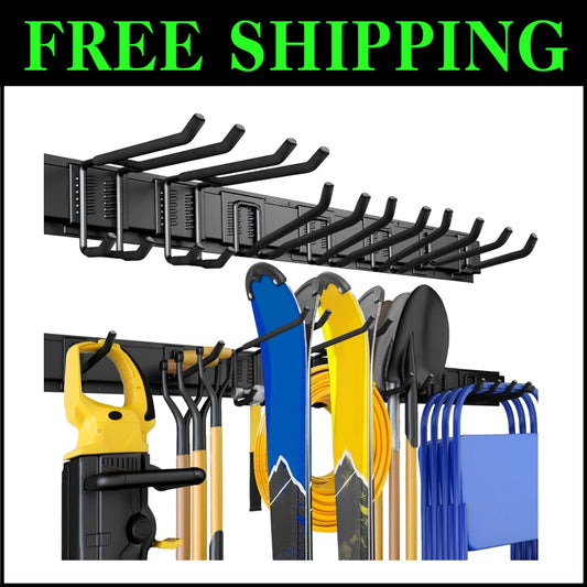 Effortless Tool Organization: 48-Inch Wall-Mounted Rack with Adjustable Hooks