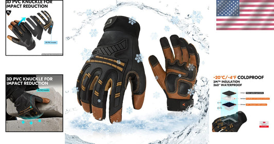Ergonomic High Dexterity Winter Gloves - Touchscreen, Waterproof, Brown Medium