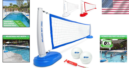 Sleek Blue Splash Net PRO Pool Volleyball Set with Water Balls & Easy Assembly