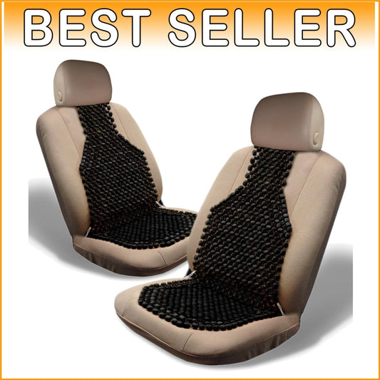 Washable Black Wood Bead Seat Cushions - Ideal for Cars and Office Chairs 2 Pack