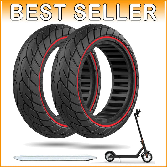 Durable 10x2.125 Solid Rubber Tire - Anti-Puncture for Electric Scooters (2pcs)