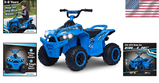 Durable 12V Electric ATV with LED Headlight: Safe Adventure for Kids 3-8