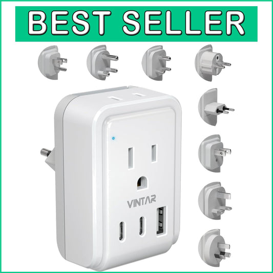 5-in-1 Universal Travel Adapter with USB Ports: Compatible for 150+ Countries