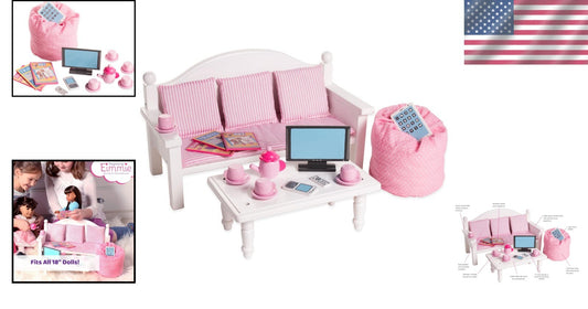 Durable Doll Furniture Set for 14-18" Dolls - Couch, Table & Play Accessories