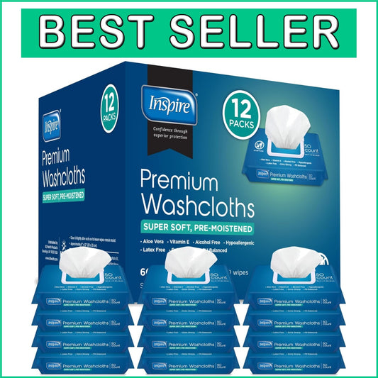 Oversized Aloe Wipes for Incontinence Care - 600 Count, Hypoallergenic Quality