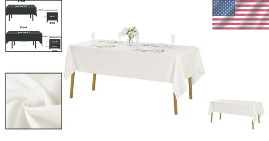 Elegant 60x120 Inch Washable Ivory Polyester Tablecloth - 12 Pack for Events