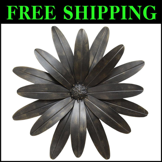 Ready-to-Hang Black Metal Flower Wall Decor with Contemporary Design - 1 Piece