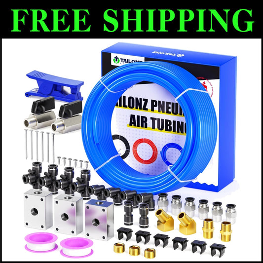 Blue 1/4" OD & 1/6" ID PU Air Tubing Hose - 100ft Flexible Fluid Transfer