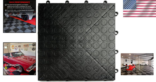 Durable Interlocking Garage Flooring Tiles - 48 Pack Non-Slip Copolymer Black