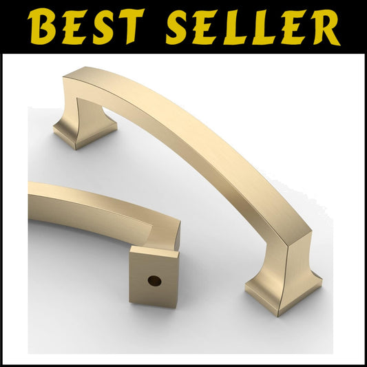10-Pack Brushed Brass Kitchen Cabinet Handles - Easy Install & Elegant Finish