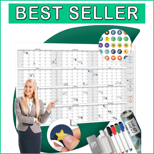 Expansive 2025 Undated Dry Erase Calendar - Ideal for Home, Office & Classroom