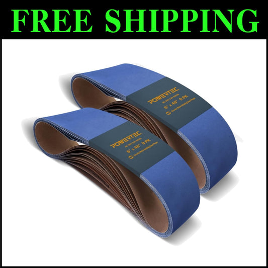 Self-Sharpening 6 x 48 Zirconia Sanding Belts - 36/100/120 Grits Assortment 18PK