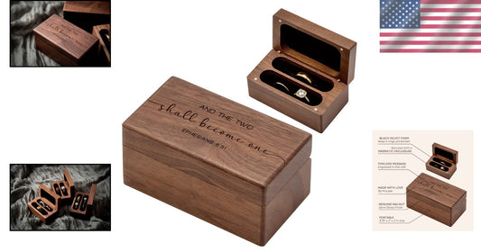 Elegant Engraved Ring Bearer Box - Secure Storage for Wedding & Promise Rings