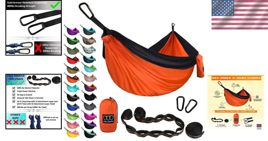 Ultralight Double Hammock - 125" x 79" Size with 1000 lbs Strength, Easy Setup