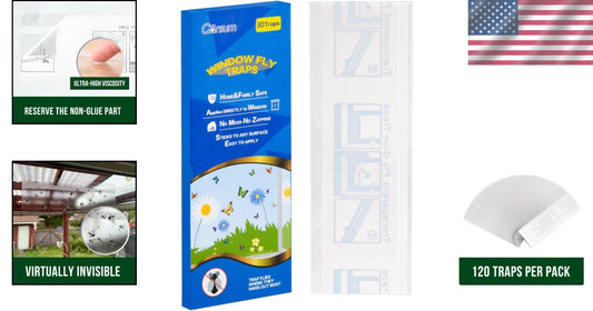Easy-Remove 120 Pack Fly Traps - Silent, Pesticide-Free Bug Solutions for Home