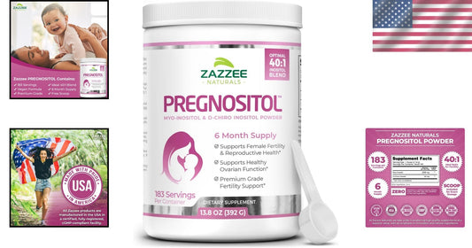 All-Natural Vegan Fertility Support Powder - PREGNOSITOL, 16.62 oz, 183 Servings