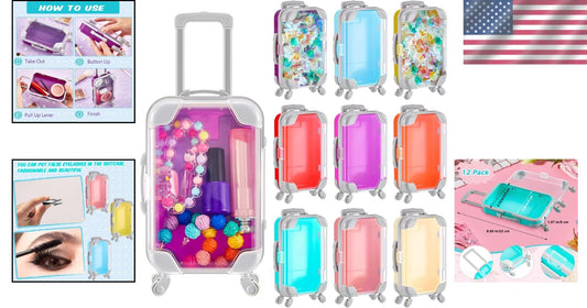 12 Colorful Plastic Mini Suitcase Party Favor Boxes - Perfect for Any Occasion