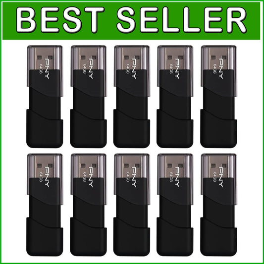 Bulk 10-Pack of 64GB USB 2.0 Drives - Durable with Sliding Collar Design