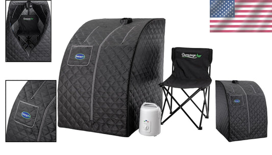 Detoxifying Portable Steam Sauna - Enhanced Comfort with Foldable Chair Included