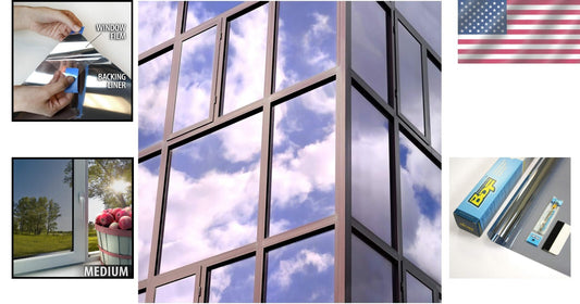 Reflective Silver Window Tint - 36in x 7ft, Ideal for Heat Rejection and Light