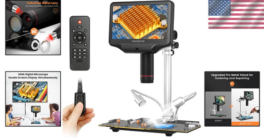 AD407 Pro 3D HDMI Digital Microscope with 7" LCD Screen for Precision Repairs